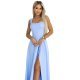 Rochie de ocazie lunga din brocard baby blue evazata AureliaN 6 - jojofashion.ro