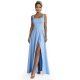 Rochie de ocazie lunga din brocard baby blue evazata AureliaN 5 - jojofashion.ro
