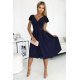 Rochie de ocazie midi, bleumarin navy, petrecuta, in clos, Klotilda 4 - jojofashion.ro