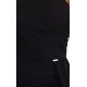 Rochie de ocazie neagra lunga din brocart cu maneca lunga si umar gol Shimmer 5 - jojofashion.ro