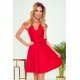 Rochie scurta rosie din dantela cu pliseuri late Vivian 2 - jojofashion.ro