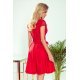 Rochie scurta rosie din dantela cu pliseuri late Vivian 3 - jojofashion.ro