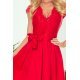 Rochie de ocazie scurta dantela rosie cu pliseuri late Vivian 6 - jojofashion.ro