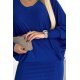 Rochie scurta albastra cu glitter cu maneca lunga tip liliac Deandra 5 - jojofashion.ro