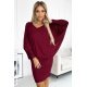 Rochie de ocazie scurta, mulata, cu glitter, burgundy, cu maneca lunga tip liliac, oversize, Deandra 2 - jojofashion.ro