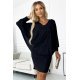 Rochie scurta neagra cu glitter cu maneca lunga tip liliac oversize Deandra 2 - jojofashion.ro