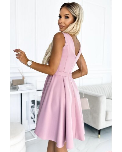 Rochie scurta roz pudra in clos petrecuta Dorothy Rochii scurte, Rochie scurta roz pudra in clos petrecuta Dorothy - jojofashion.ro