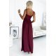 Rochie lunga din brocard burgundy crapata pe picior Carlyn 3 - jojofashion.ro