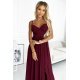 Rochie lunga din brocard burgundy crapata pe picior Carlyn 4 - jojofashion.ro