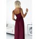 Rochie lunga din brocard burgundy crapata pe picior Carlyn 5 - jojofashion.ro