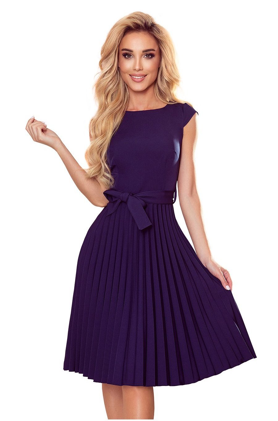 Rochie midi bleumarin plisata Karima Rochie midi bleumarin plisata Karima 1 - jojofashion.ro