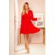 Rochie rosie scurta cu maneca lunga vaporoasa Aurora 4 - jojofashion.ro