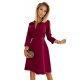 Rochie de zi office midi, burgundy, tip camasa, Melina 2 - jojofashion.ro