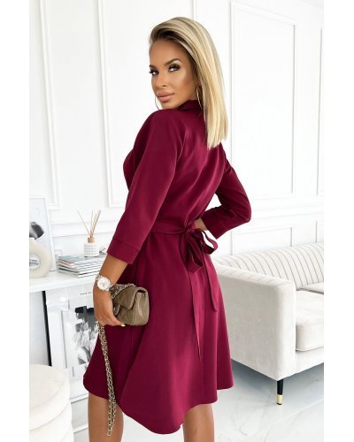 Rochie tip camasa midi burgundy Melina Rochii burgundy, Rochie tip camasa midi burgundy Melina - jojofashion.ro