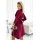 Rochie de zi office midi, burgundy, tip camasa, Melina 3 - jojofashion.ro