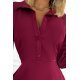 Rochie de zi office midi, burgundy, tip camasa, Melina 5 - jojofashion.ro