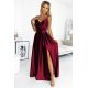 Rochie din satin lunga, de ocazie, burgundy, crapata pe picior, Scarlett 2 - jojofashion.ro