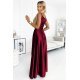 Rochie din satin lunga, de ocazie, burgundy, crapata pe picior, Scarlett 3 - jojofashion.ro