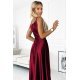 Rochie lunga din satin burgundy crapata pe picior Scarlett 5 - jojofashion.ro