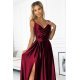 Rochie din satin lunga, de ocazie, burgundy, crapata pe picior, Scarlett 6 - jojofashion.ro