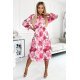 Rochie alba cu flori roz fucsia midi plisata cu maneca lunga vaporoasa Ruth 5 - jojofashion.ro