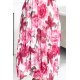 Rochie eleganta alba cu flori roz fucsia, plisata, cu maneca lunga, vaporoasa, Ruth 7 - jojofashion.ro