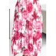 Rochie alba cu flori roz fucsia midi plisata cu maneca lunga vaporoasa Ruth 7 - jojofashion.ro