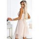 Rochie scurta eleganta baby doll din tulle bej Amirah 3 - jojofashion.ro
