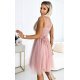 Rochie scurta eleganta baby doll din tulle roz prafuit Amirah 3 - jojofashion.ro