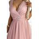 Rochie scurta eleganta baby doll din tulle roz prafuit Amirah 5 - jojofashion.ro