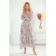 Rochie midi din chiffon bej cu print bleu boho Carly 6 - jojofashion.ro
