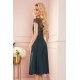 Rochie eleganta de ocazie, midi, chiffon si dantela, verde, Linda 3 - jojofashion.ro