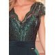Rochie eleganta de ocazie, midi, chiffon si dantela, verde, Linda 4 - jojofashion.ro