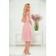 Rochie eleganta de ocazie ciffon si dantela roz pal midi Linda 5 - jojofashion.ro