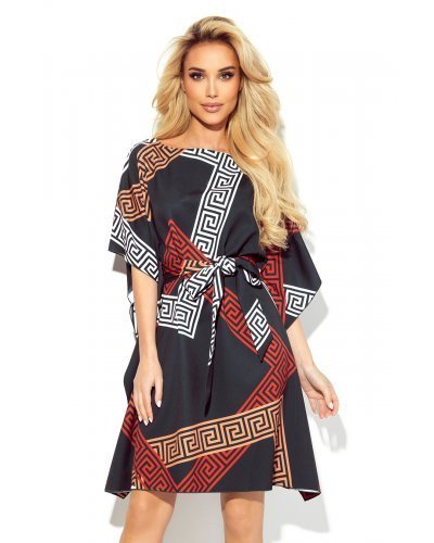 Rochie midi multicolora croi fluture oversize Butterfly Rochii de zi, Rochie midi multicolora croi fluture oversize Butterfly - jojofashion.ro