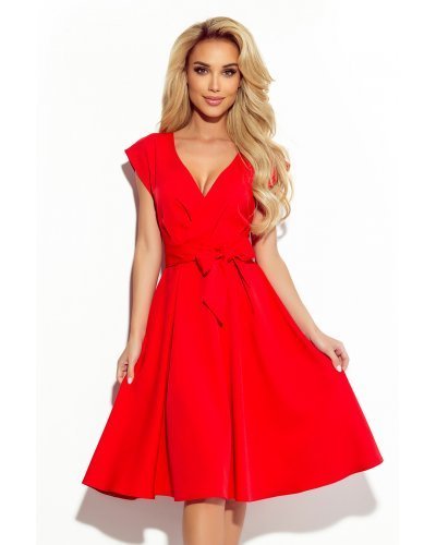 Rochie midi, rosie, retro, Mazara Rochii rosii, Rochie midi, rosie, retro, Mazara - jojofashion.ro