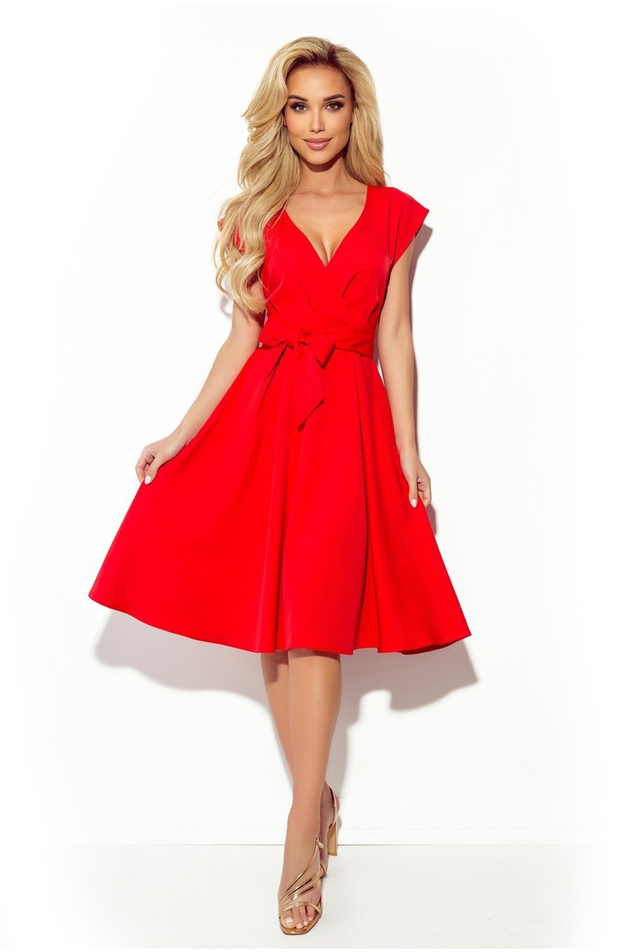 Rochie midi, rosie, retro, Mazara Rochie midi, rosie, retro, Mazara 3 - jojofashion.ro