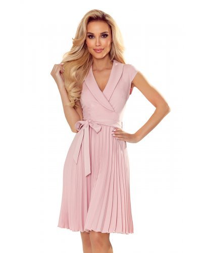 Rochie roz pudrat midi plisata petrecuta Romenna Rochii roz, Rochie roz pudrat midi plisata petrecuta Romenna - jojofashion.ro