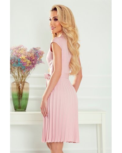 Rochie roz pudrat midi plisata petrecuta Romenna Rochii roz, Rochie roz pudrat midi plisata petrecuta Romenna - jojofashion.ro