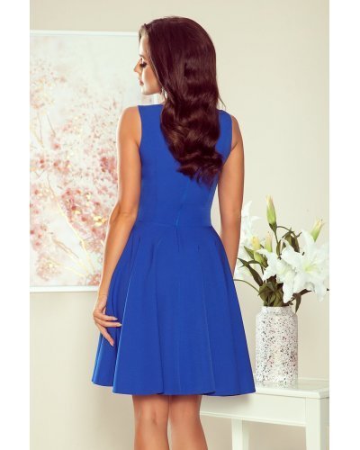 Rochie albastra midi retro Lona Rochii de zi, Rochie albastra midi retro Lona - jojofashion.ro