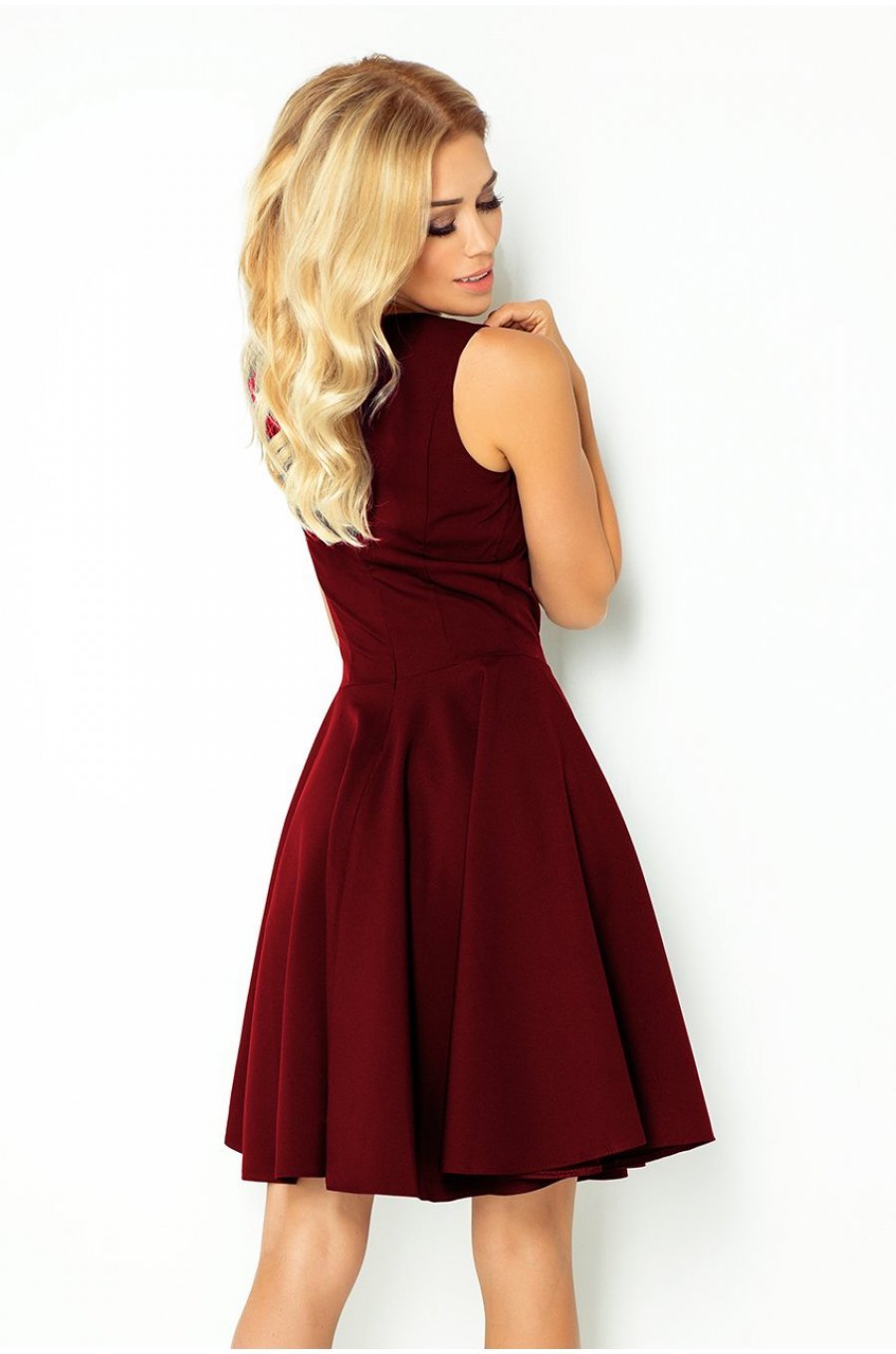 Rochie midi, burgundy, retro, in clos, Lona Rochie midi, burgundy, retro, in clos, Lona 2 - jojofashion.ro