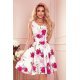 Rochie de vara midi, ecru, cu flori roz, retro, Lona 2 - jojofashion.ro