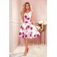 Rochie de vara midi, ecru, cu flori roz, retro, Lona 7 - jojofashion.ro