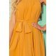 Rochie de vara midi vaporoasa chiffon galben mustar Alizee 7 - jojofashion.ro