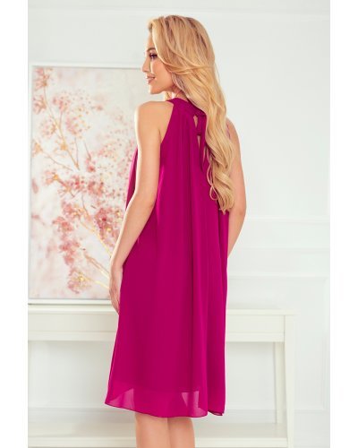 Rochie vaporoasa roz fucsia midi Alizee Rochii roz, Rochie vaporoasa roz fucsia midi Alizee - jojofashion.ro