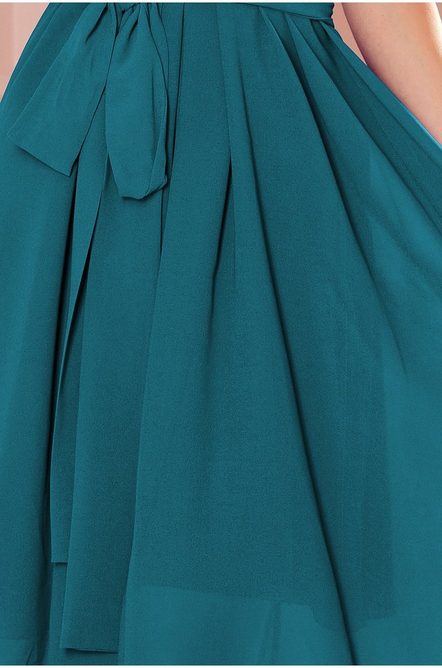 Rochie midi vaporoasa verde turcoaz Alizee 5 - jojofashion.ro