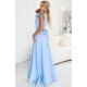 Rochie eleganta lunga baby blue cu floare pe bust MoniqueW 3 - jojofashion.ro