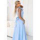 Rochie eleganta lunga baby blue cu floare pe bust MoniqueW 4 - jojofashion.ro