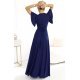 Rochie eleganta lunga bleumarin navy din brocard petrecuta Kasandra 3 - jojofashion.ro
