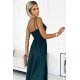 Rochie de seara lunga, brocard, verde sticla, crapata pe picior, Carlyn 5 - jojofashion.ro